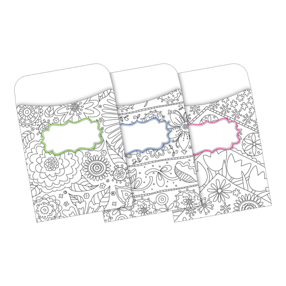 Barker Creek Peel & Stick Library Pockets, Color Me! In My Garden, Pack Of 30
