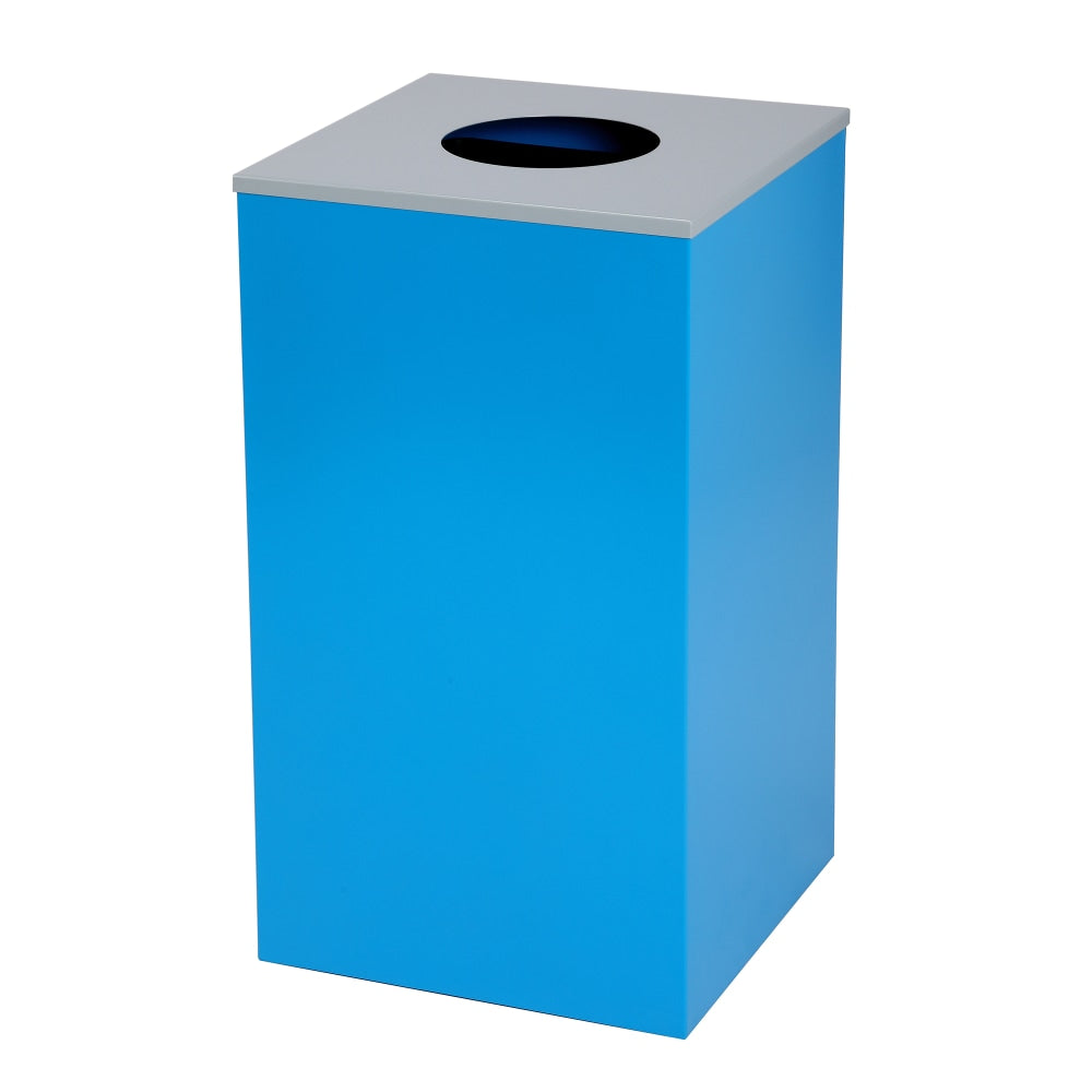 Alpine Industries Stainless Steel Recycling Bin With Circle Lid, 29 Gal, 30inH x 16-15/16inW x 16-15/16inD, Blue