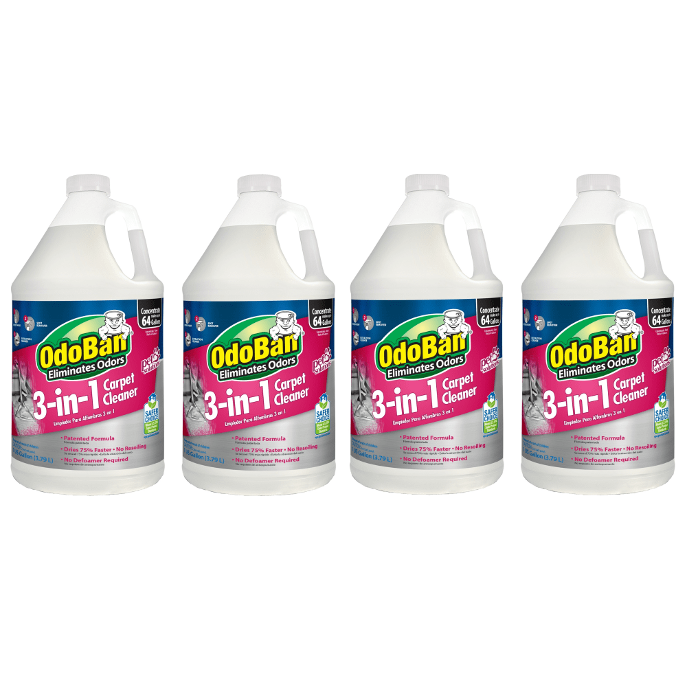 OdoBan 3-In-1 Carpet Cleaner, 1 Gallon, Pack Of 4 Jugs
