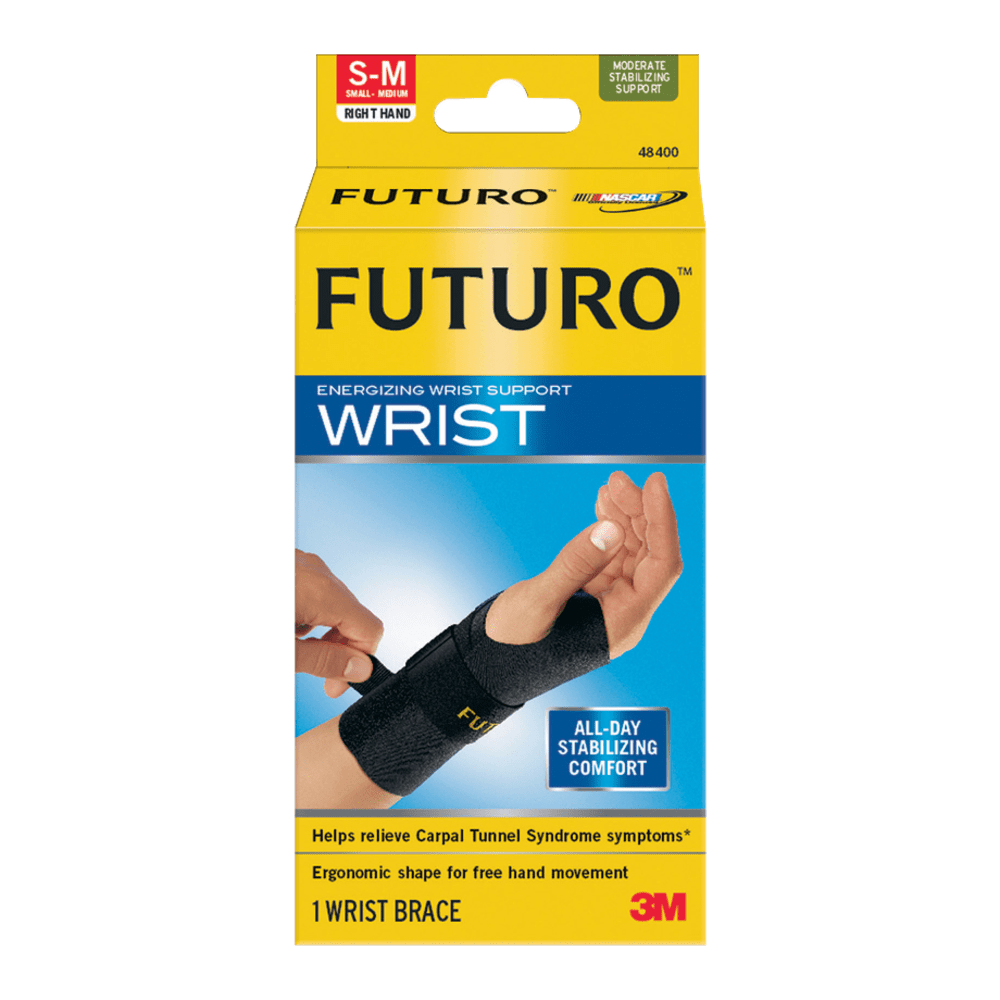 Futuro Small/Medium Energizing Wrist Support, Right Hand, 6 3/4in, Black