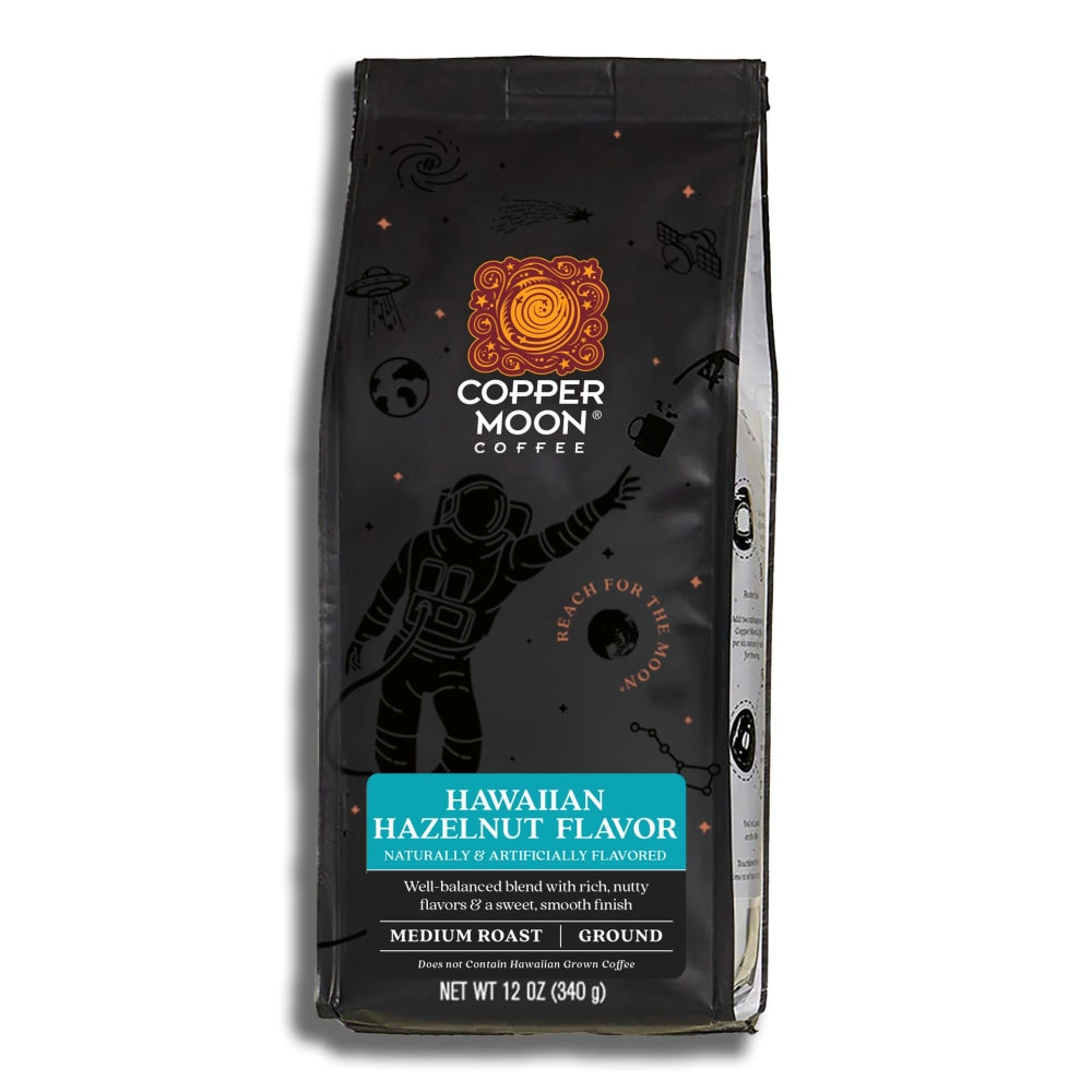 Copper Moon Coffee, Ground, Medium Roast, Hawaiian Hazelnut Blend, 12 Oz