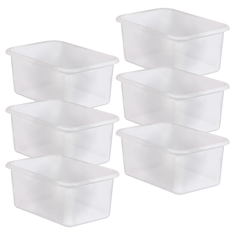Teacher Created Resources Plastic Storage Bin, Small, Clear, Pack Of 6