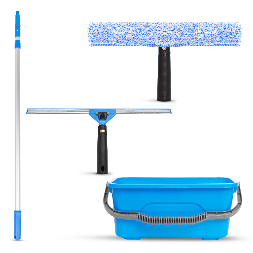 Gritt Commercial Pro Window Washing Kit With Squeegee, Washer, Telescopic Pole And Heavy-Duty Bucket - GRI137B-6F-14-2PK