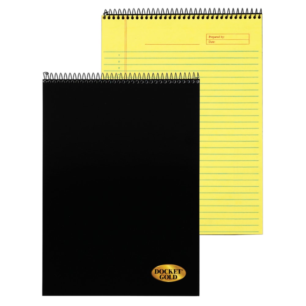 TOPS Docket Gold Wirebound Writing Tablet, 8 1/2in x 11in, 70 Sheets, Canary
