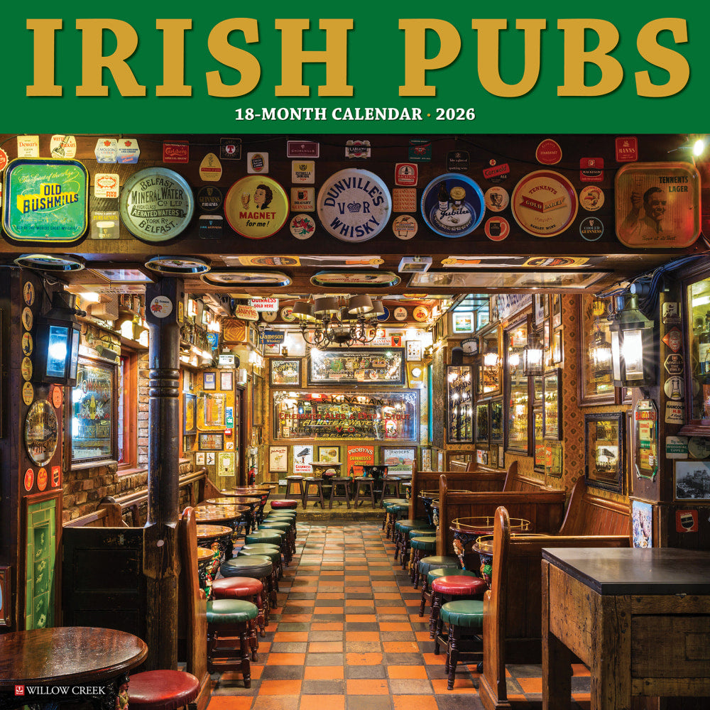 2026 Willow Creek Press Scenic Monthly Wall Calendar, 12in x 12in, Irish Pubs, January To December, 51580