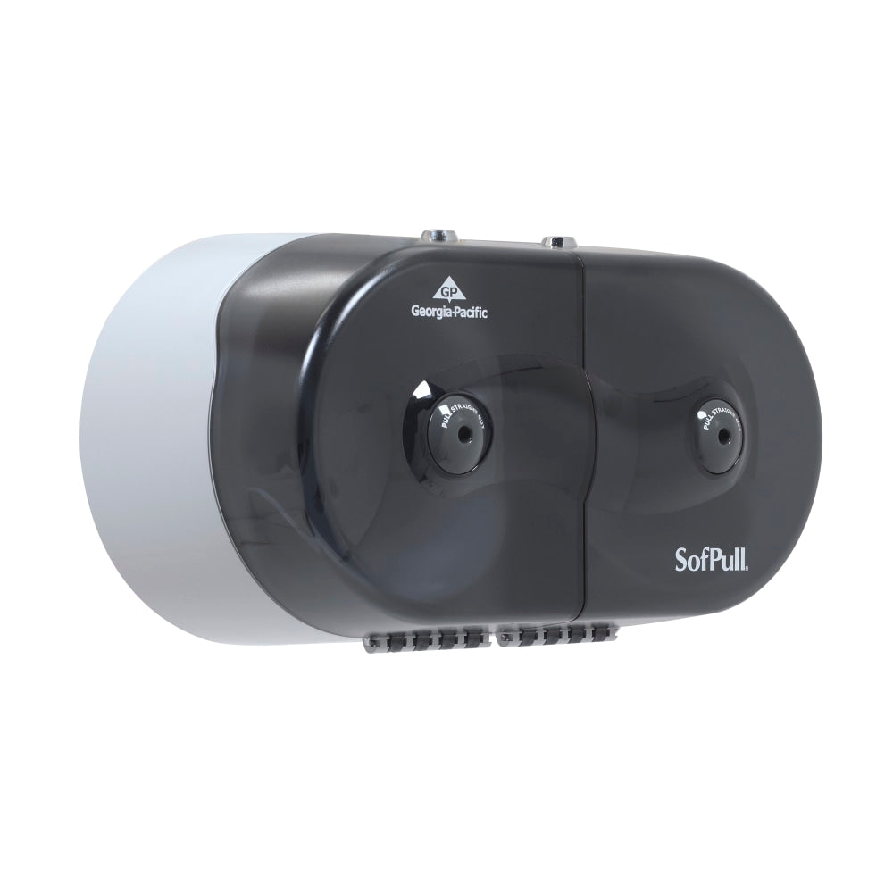 SofPull Mini by GP PRO, 2-Roll Centerpull High-Capacity Toilet Paper Dispenesr, 56516, 16.1in x 7in x 9in, Smoke Gray, 1 Dispenser