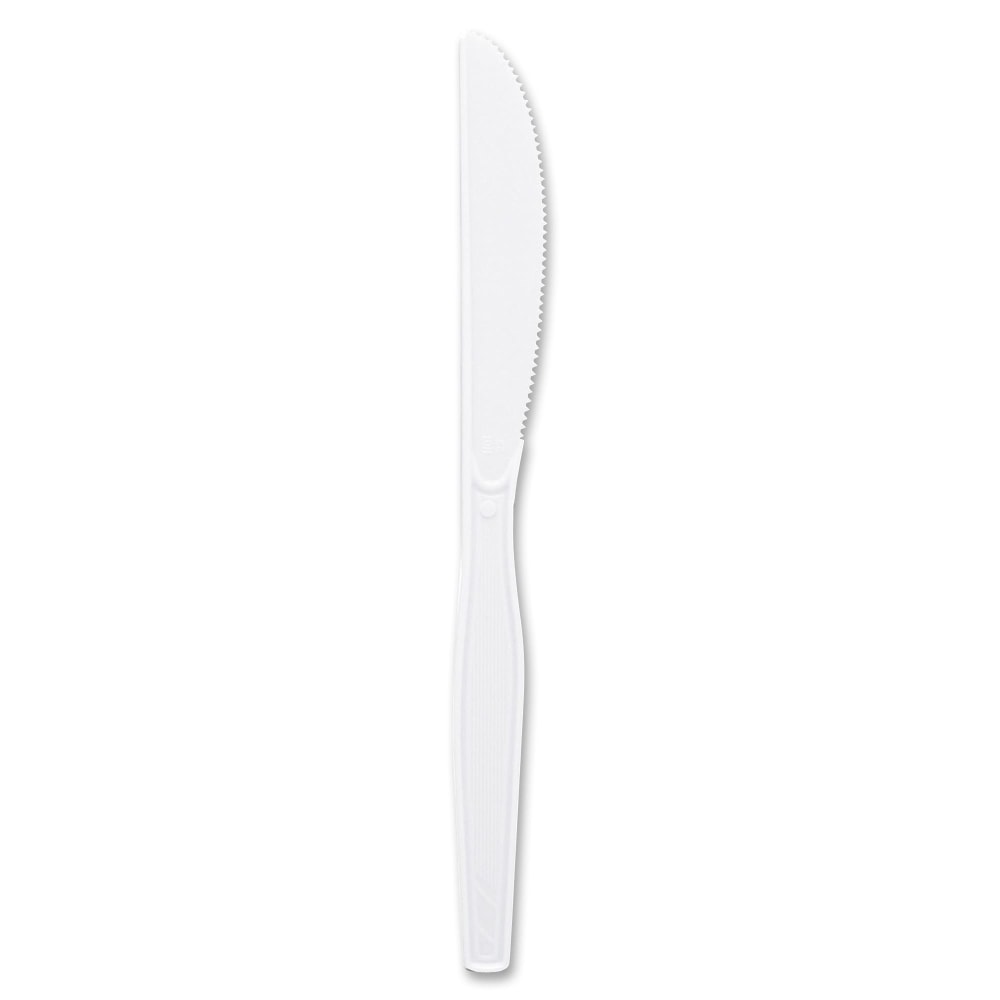 Genuine Joe Medium-Heavyweight Plastic Knives - Disposable - Polystyrene - White - 100/Box - 40 / Carton