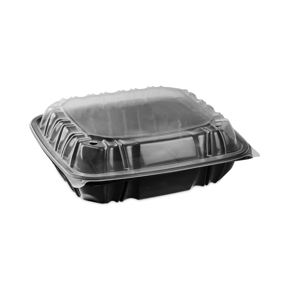 Pactiv Evergreen EarthChoice Vented Dual-Color Microwavable Hinged-Lid Containers, 1-Compartment, 66 Oz,  Black/Clear, Pack Of 132 - DC109100B000