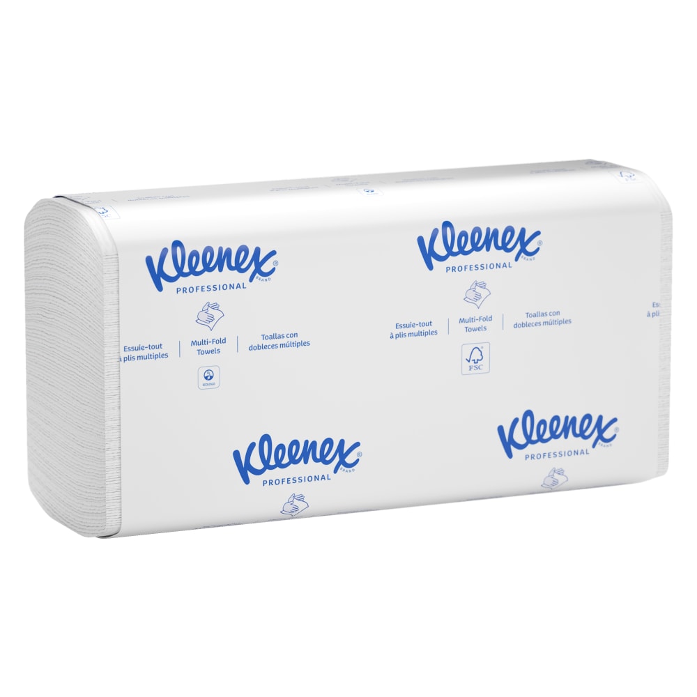 Kleenex Scottfold Multifold 1-Ply Paper Towels with Fast-Drying Absorbency Pockets, White, 120 Sheets Per Pack, Case Of 25 Packs