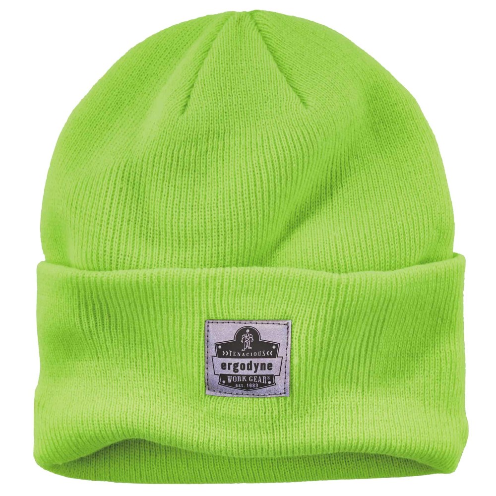 Ergodyne N-Ferno 6806 Acrylic Cuffed Rib Knit Beanie Hat, Lime