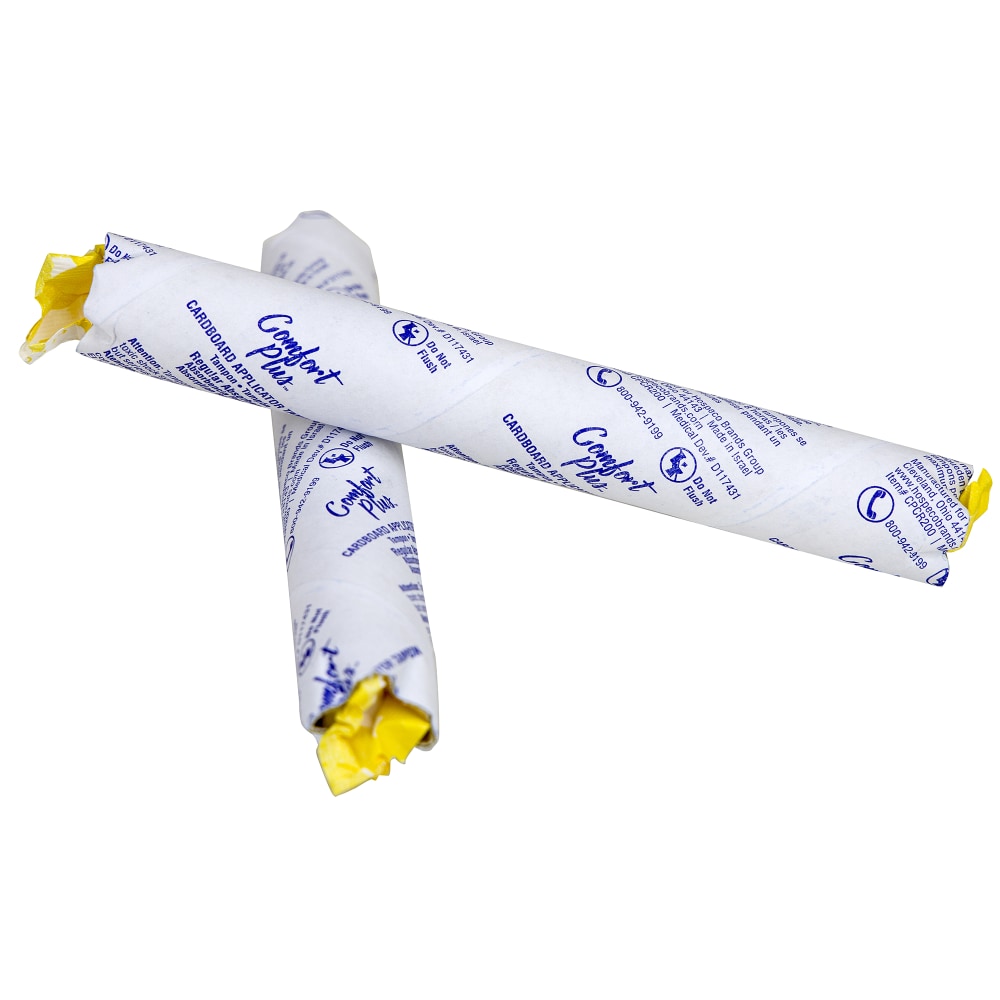 Hospeco Comfort Plus Cardboard Applicator Tampons, Regular Absorbency, White, Case Of 200 Tampons