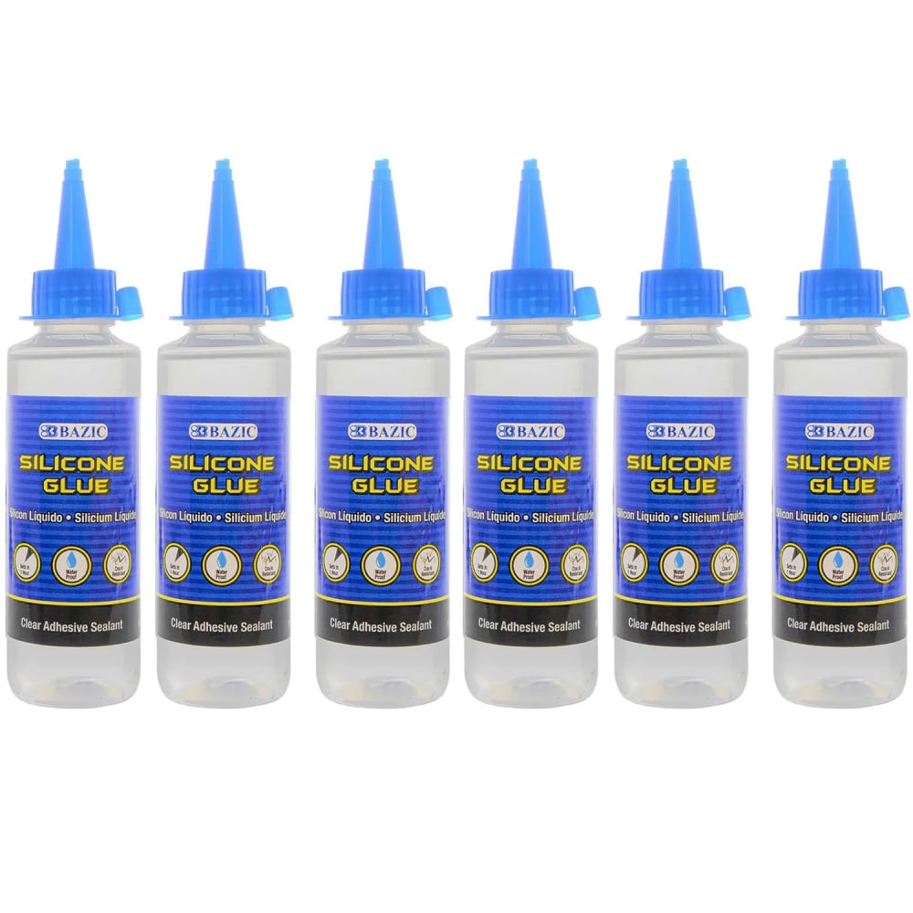 BAZIC Products Silicone Glue, 3.38 fl oz (100 mL), Pack Of 6