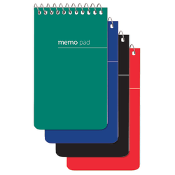 Office Depot Brand Wirebound Top-Opening Memo Pads, 3in x 5in, College Ruled, 60 Sheets Per Pad, Assorted Colors (No Color Choice), Pack Of 3 Pads