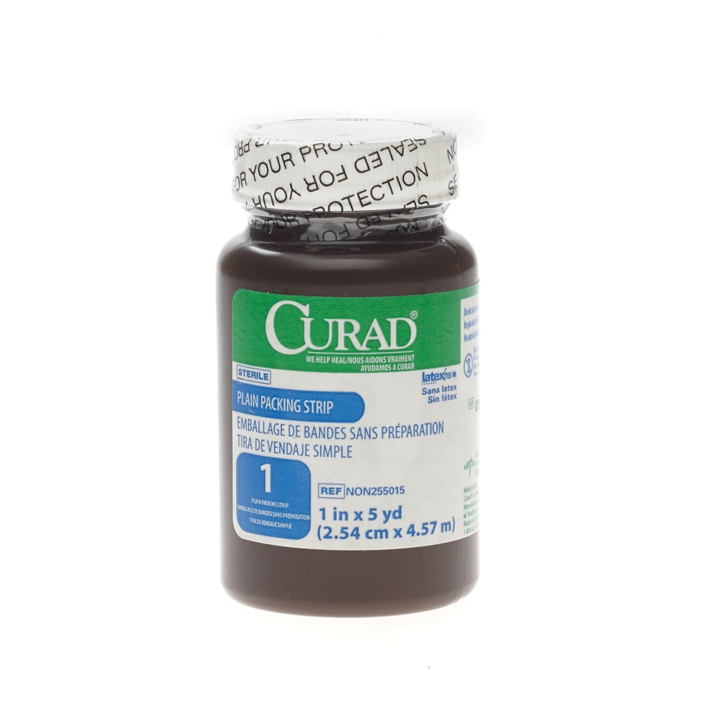 CURAD Sterile Plain Packing Strips, 1in x 5 yd., White, Case Of 12