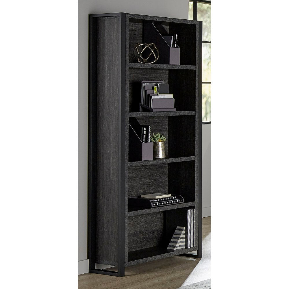 Realspace DeJori 70inH 5-Shelf Bookcase, Charcoal