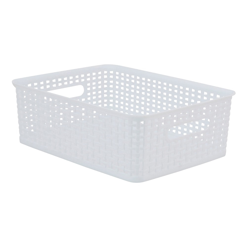 Realspace Plastic Weave Bin, Small Size, White