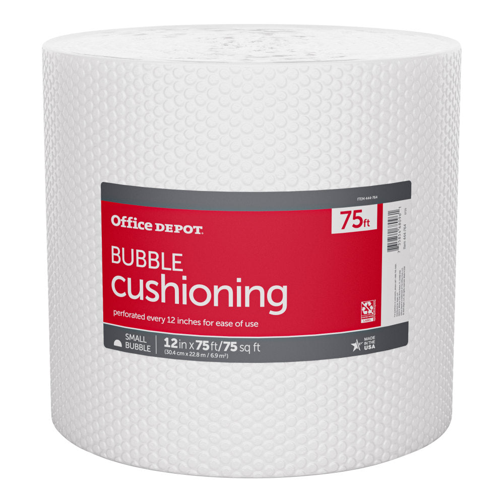 Office Depot Brand Small Bubble Cushioning, 3/16in Thick, Clear, 12in x 75ft