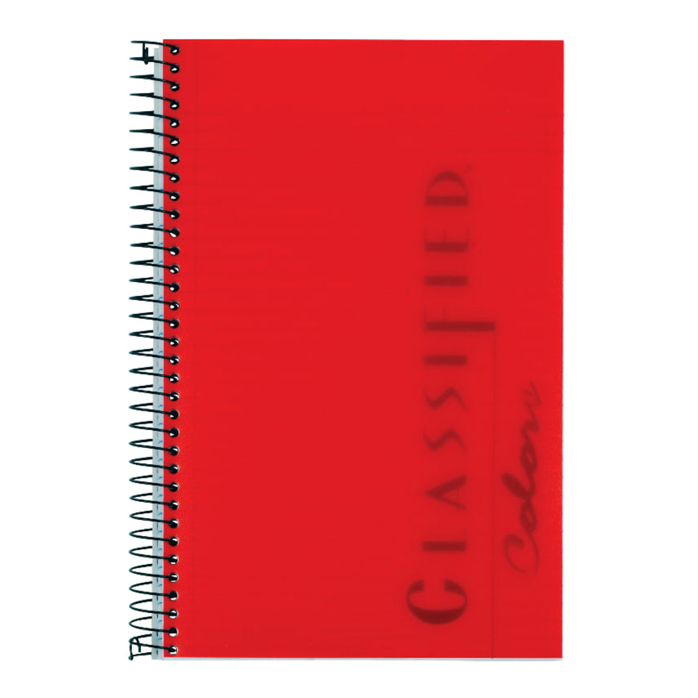 TOPS Classified Colors Business Notebook, 5 1/2in x 8 1/2in, 1 Subject, Narrow Ruled, 100 Sheets, Ruby Red Cover