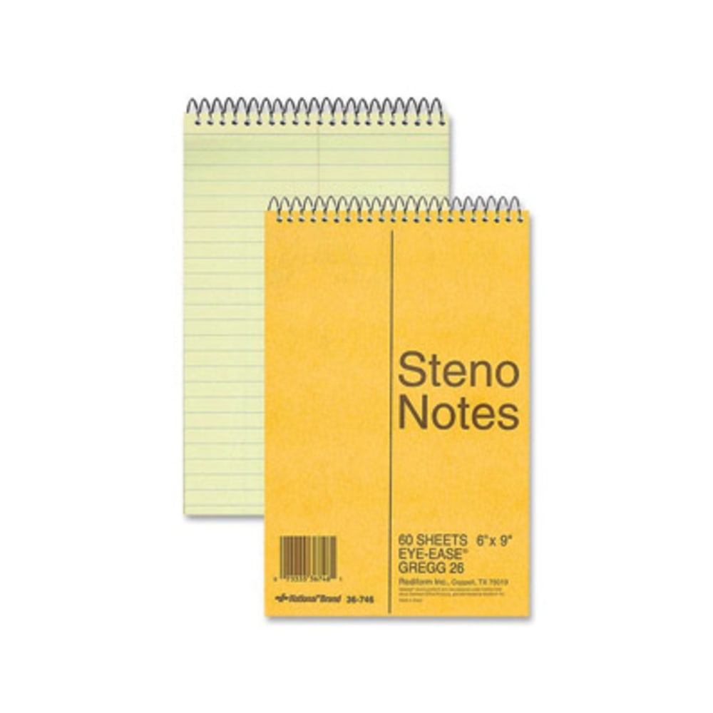 Rediform Eye-ease Steno Notebook - 80 Sheets - Wire Bound - Gregg Ruled - 16 lb Basis Weight - 6inx9in - 36746
