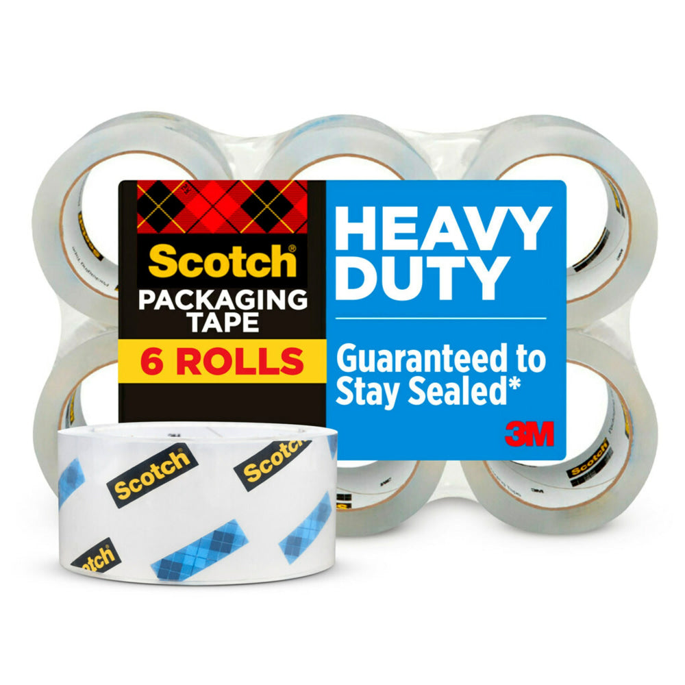 Scotch Heavy Duty Shipping Packaging Tape, 1.88 in x 43.7 yd, 6 Tape Rolls, Moving Supplies, Packing Tape for Moving Boxes and Packaging Supplies