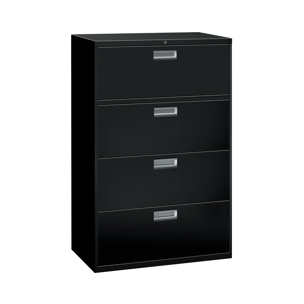 HON Brigade 600 36inW x 19-1/4inD Lateral 4-Drawer File Cabinet, Black
