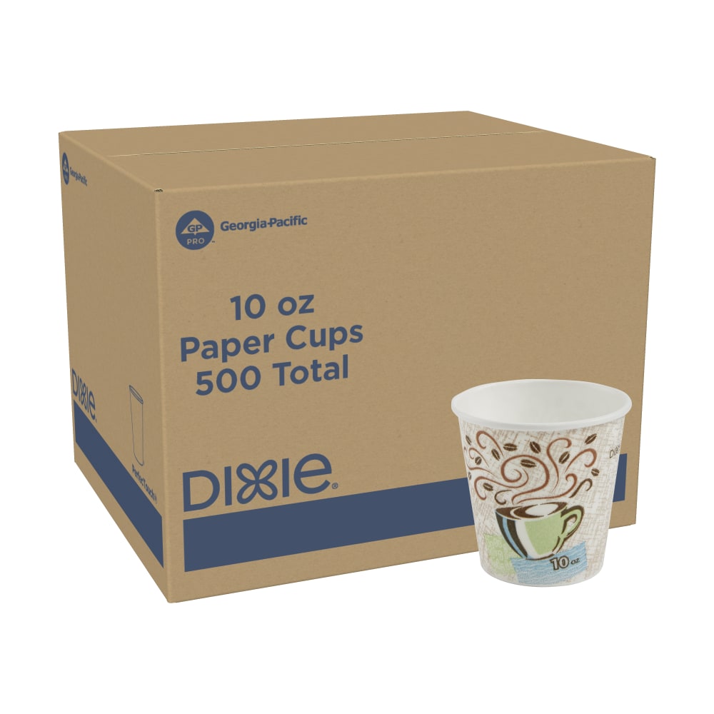 Dixie PerfecTouch Insulated Hot Cups, 10 oz, Coffee Haze, 500 Count (25 Cups Per Pack, 20 Packs Per Case)