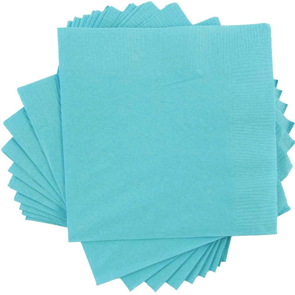 JAM PAPER Small Beverage Napkins - 5 x 5 - Sea Blue - 40/Pack