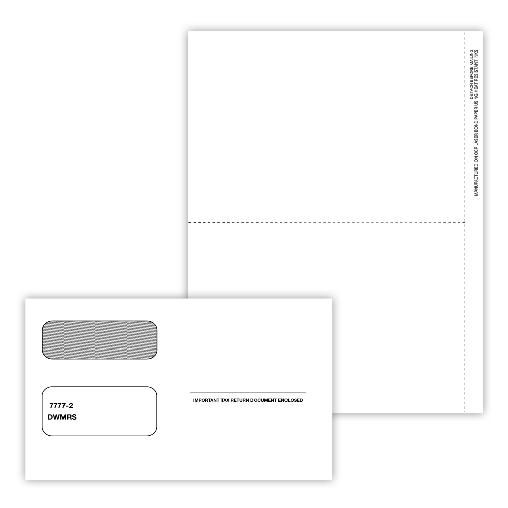 ComplyRight 1099-MISC Blank Recipient Only Tax Form Set, 3-Part, 2-Up, Copy B (No Backer), State/File, 8-1/2in x 11in, Pack Of 50