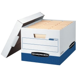 Bankers Box R Kive Heavy-Duty Storage Boxes, Letter/Legal Size, 15in x 12in x 10in, White/Blue, Case Of 12 - 07243