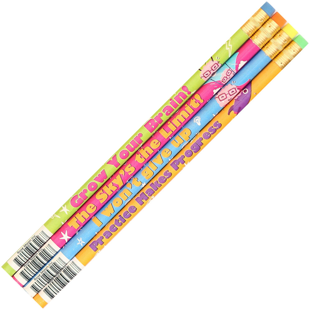 J.R. Moon Pencil Co. Pencils, No. 2, Medium, Growth Mindset, Box Of 144 Pencils
