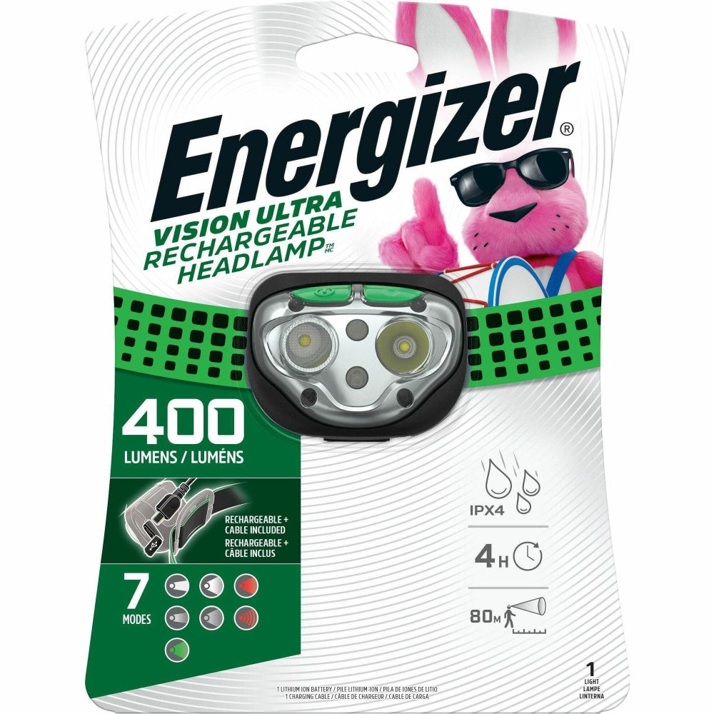 Energizer Vision Ultra HD Rechargeable Headlamp (Includes USB Charging Cable) - LED - 400 lm Lumen - Battery Rechargeable - ENHDFRLP