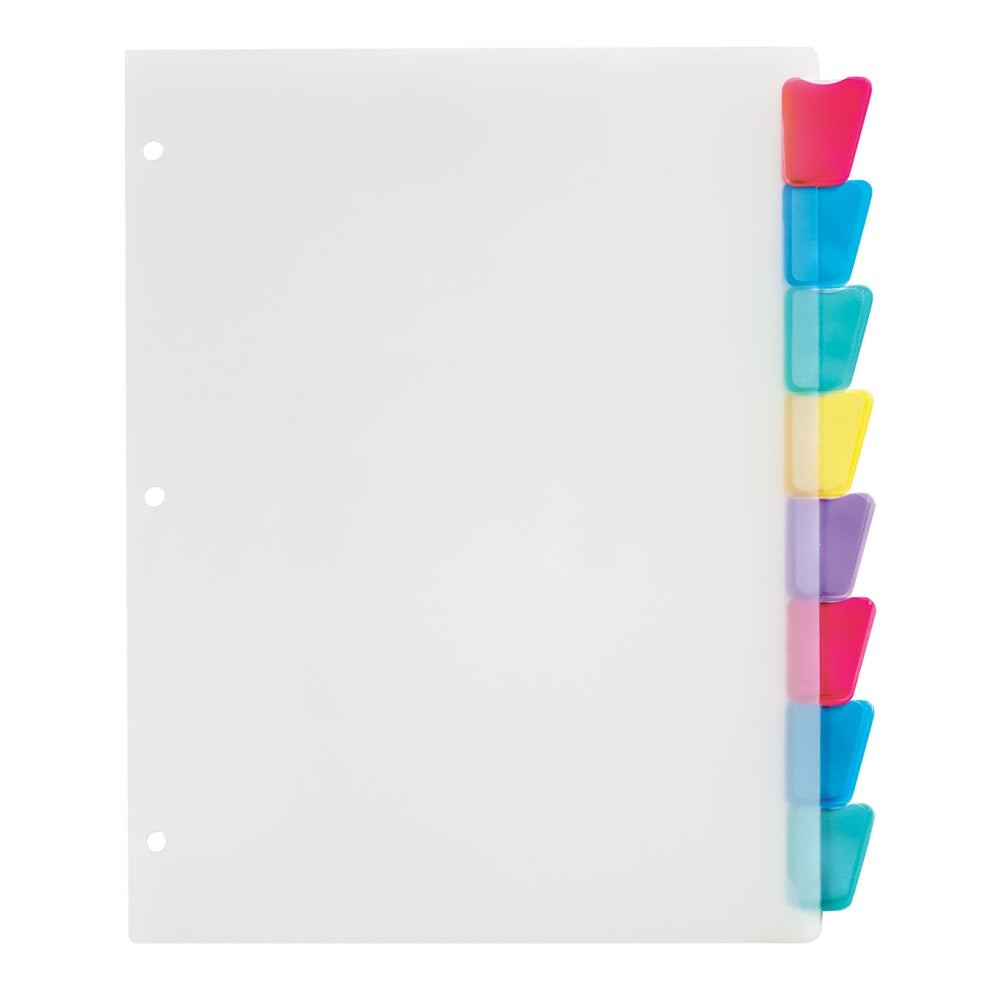 Office Depot Brand Plastic Dividers With Insertable Rounded Tabs, Assorted Colors, 8-Tab
