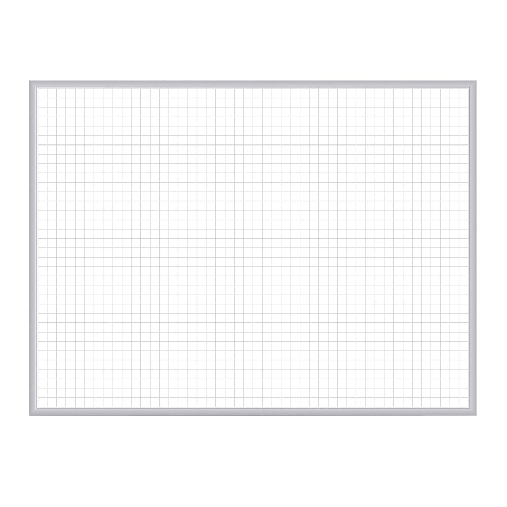 Ghent Grid 1in x 1in Magnetic Dry-Erase Whiteboard, 48 1/2in x 96 1/2in, Satin, Aluminum Frame With Silver Finish