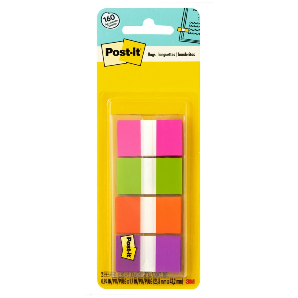 Post-it Flags, .94 x 1.7 in, 8 Dispensers, 20 Flags/Dispenser, Assorted Colors, Back to School Supplies for Students, Flags for Textbooks