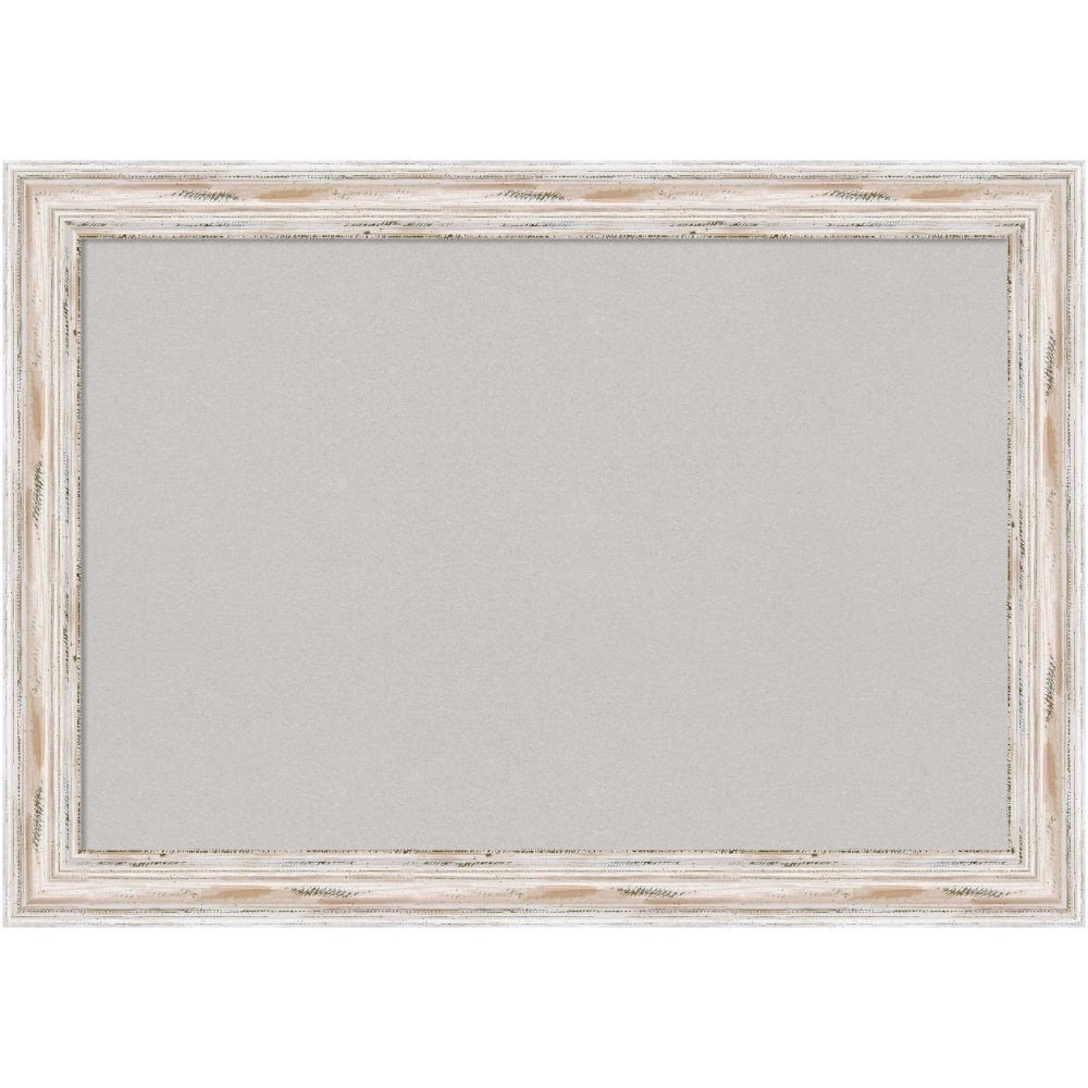 Amanti Art Cork Bulletin Board, 41in x 29in, Gray, Alexandria Whitewash Wood Frame
