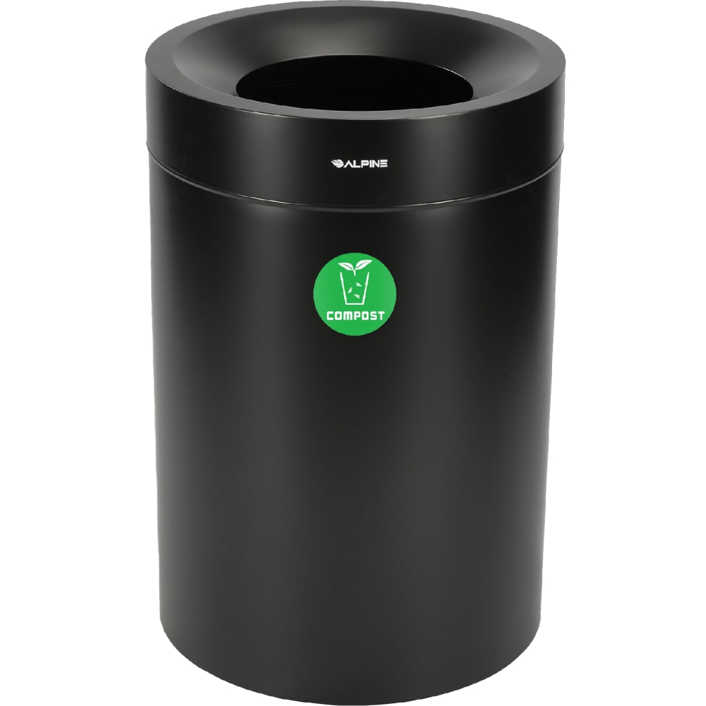 Alpine Industries Stainless Steel Compost Can, 50 Gallon, Black