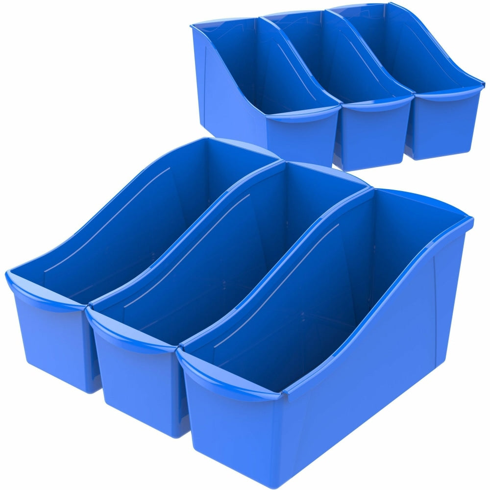 Storex Book Bin Set, Medium Size, Blue, Carton Of 6