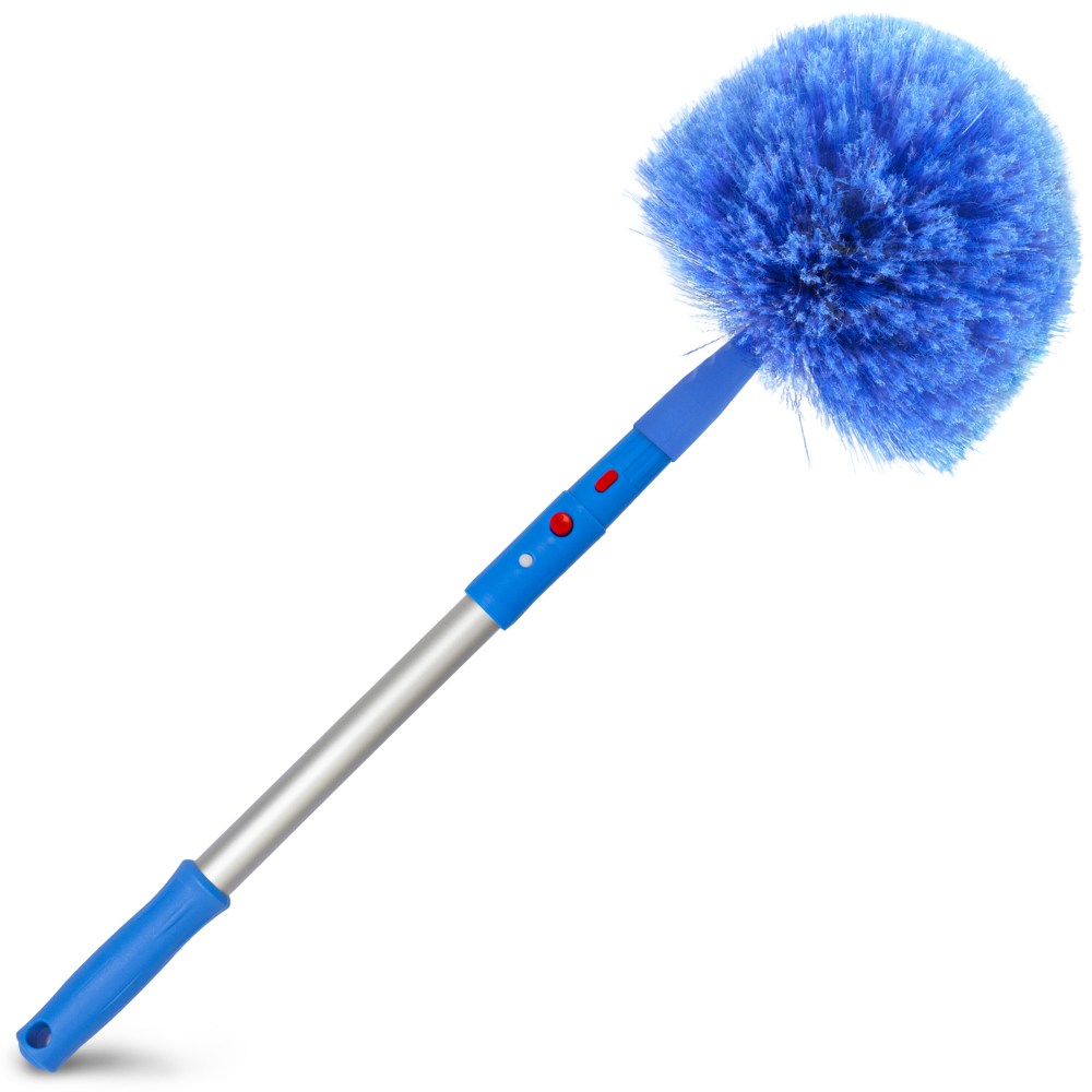Gritt Commercial Cobweb Duster Brush With 20in Pole, Blue/Silver