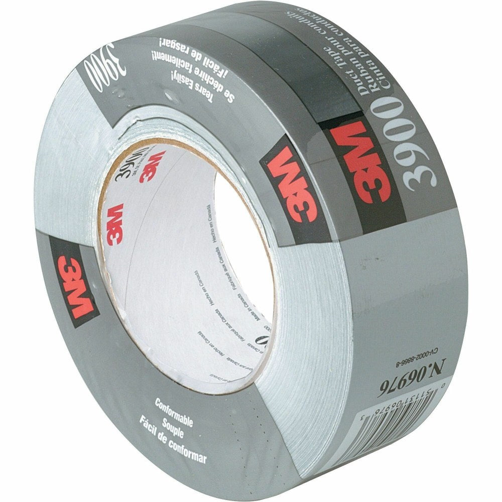 3M Multipurpose Utility-Grade Duct Tape - 60 yd x 1.88inx 7.6 mil Thickness - 3in Core - Silver - Polyethylene Coated Cloth Backing - 3900CT