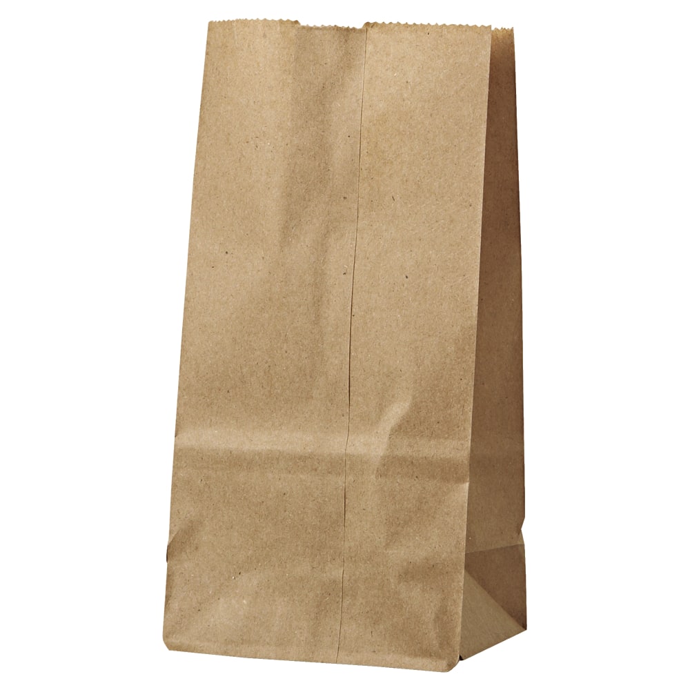 General Supply Natural Paper Grocery Bags, #2, 30 Lb, 7 7/8in x 4 5/16in x 2 7/16in, Kraft, Case Of 500