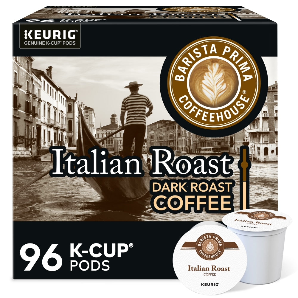 Barista Prima Coffeehouse Italian Roast Keurig Single Serve K-Cup Pods, Dark Roast, 24 Pods Per Pack, Case Of 4 Packs