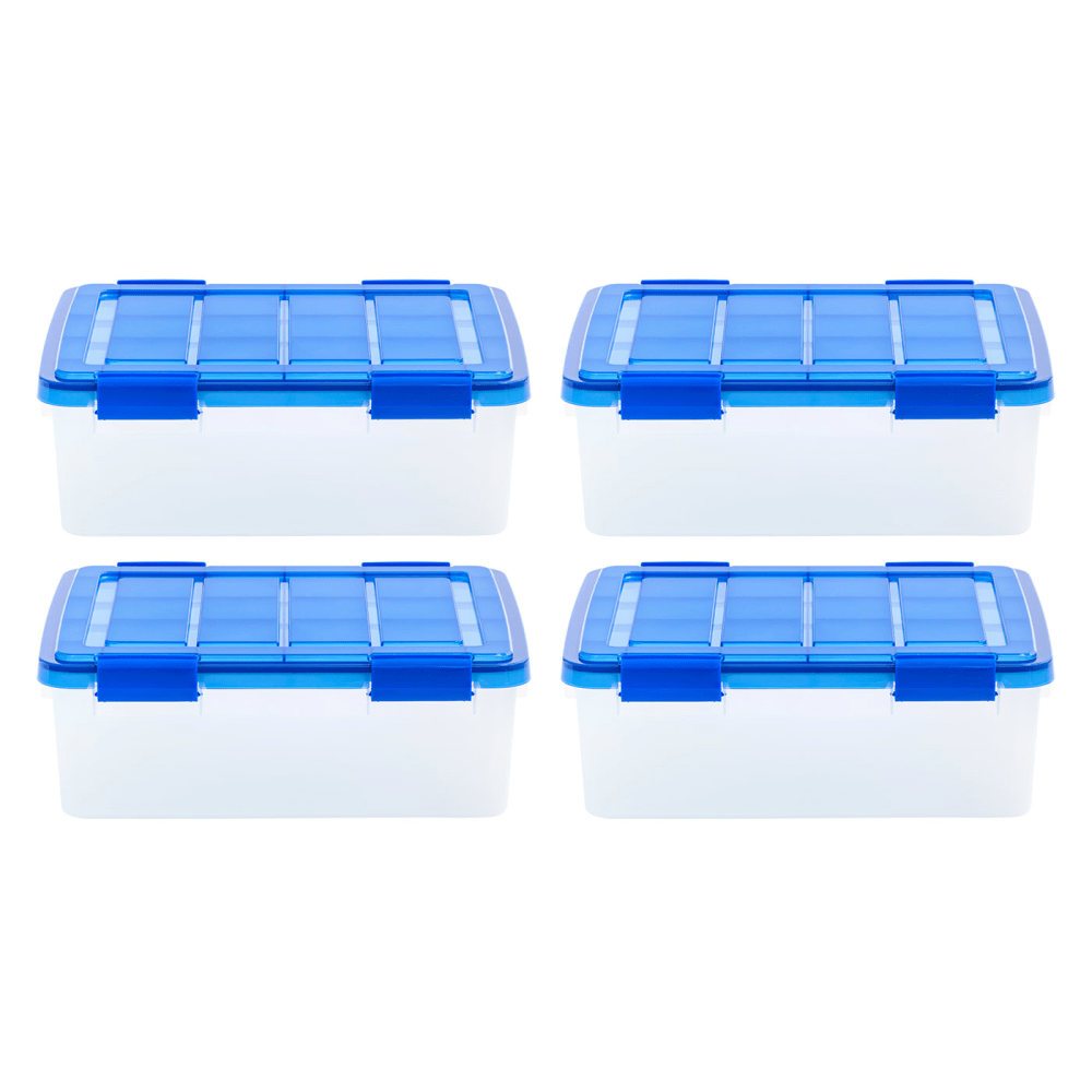 Iris Ultimate Weatherpro Storage Boxes, 19-3/4inL x 16-3/16inW x 10-1/4inH, 26.5 Qt, Clear, Set of 4