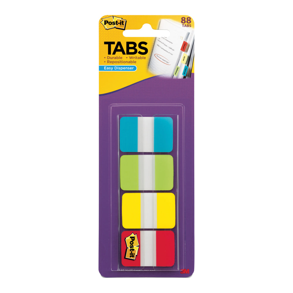 Post-it Tabs, 1 x 1.5 in, 1 Pack, 88 Tabs/Pack, Assorted Colors, Back to School Supplies for Students, Tabs for Textbooks and Notebooks, 686ALYR1IN