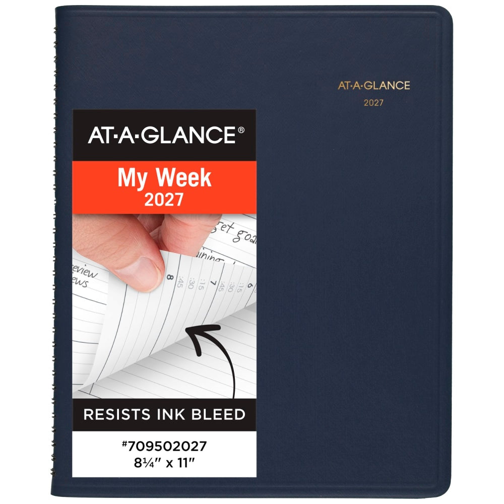 AT-A-GLANCE 2027 Weekly Appointment Book Planner, Navy, Large, 8 1/4in x 11in