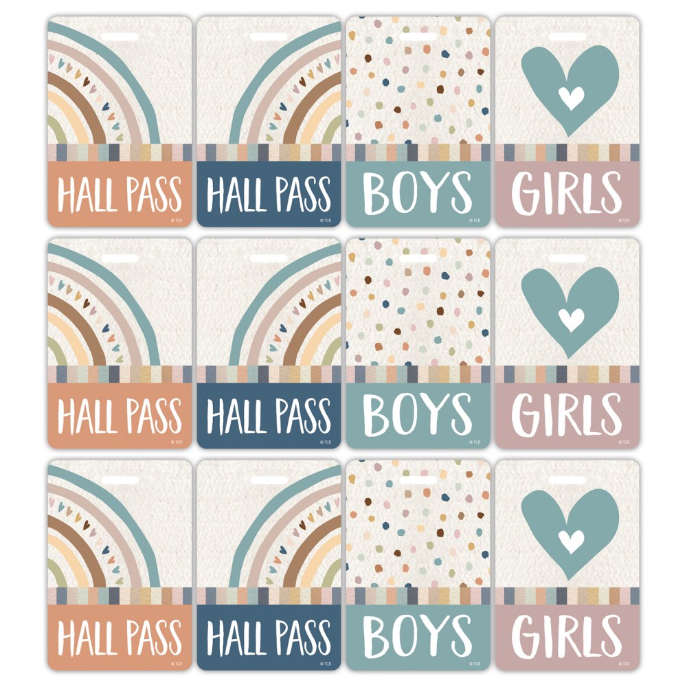 Teacher Created Resources Hall Passes With Lanyards, 16-1/2in, Everyone is Welcome, 4 Passes Per Pack, Bundle Of 3 Packs