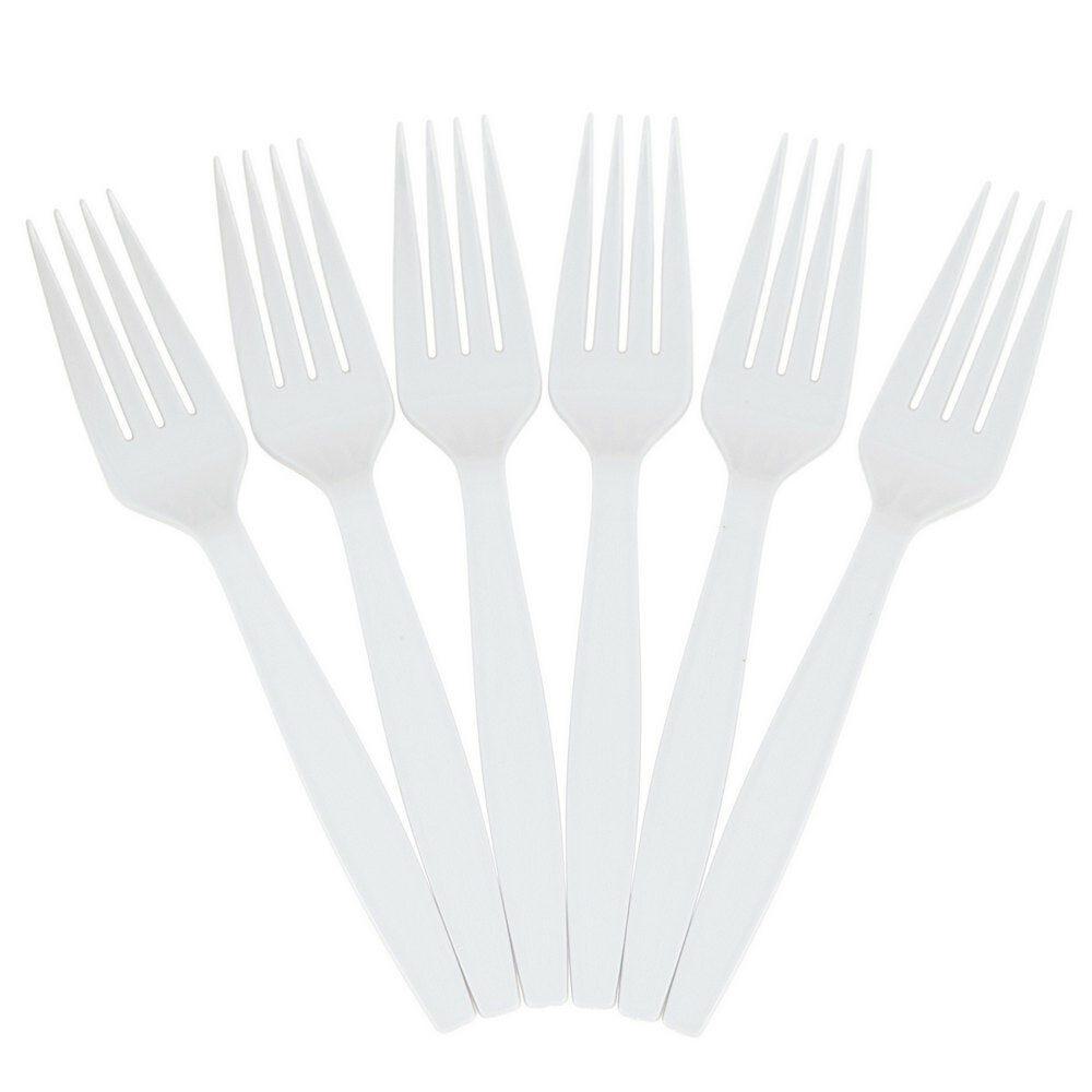 JAM PAPER Big Party Pack of Premium Plastic Forks, White, 100 Disposable Forks/Box
