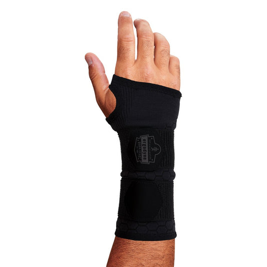 Ergodyne ProFlex 685 Wrist Support Sleeve, Double Strap, L, Black