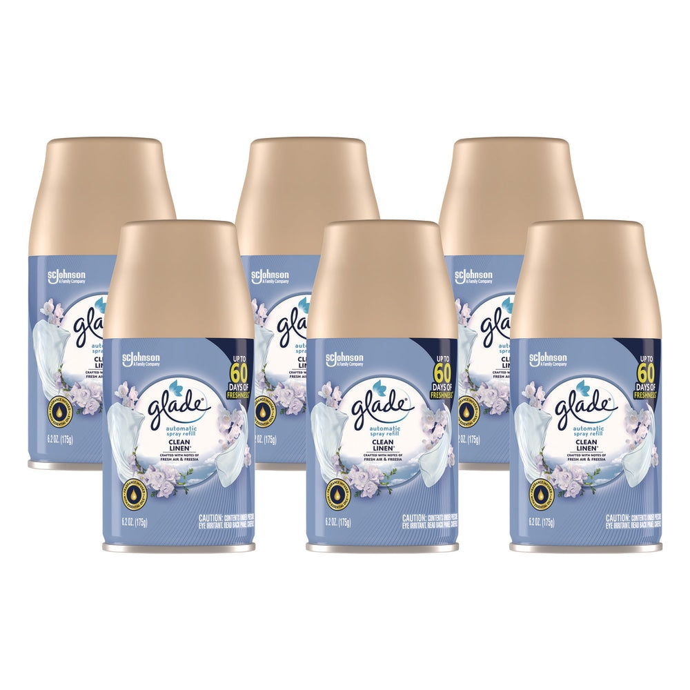 Glade Automatic Air Freshener, Clean Linen, 6.2 oz, 6/Carton