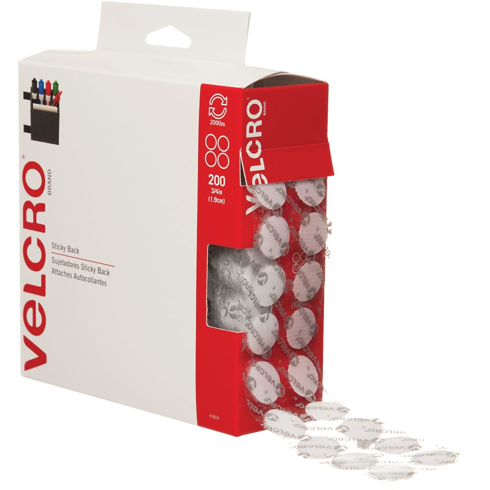 VELCRO Brand Tape Combo Pack, 3/4in Dots, White, Box Of 200 Dots