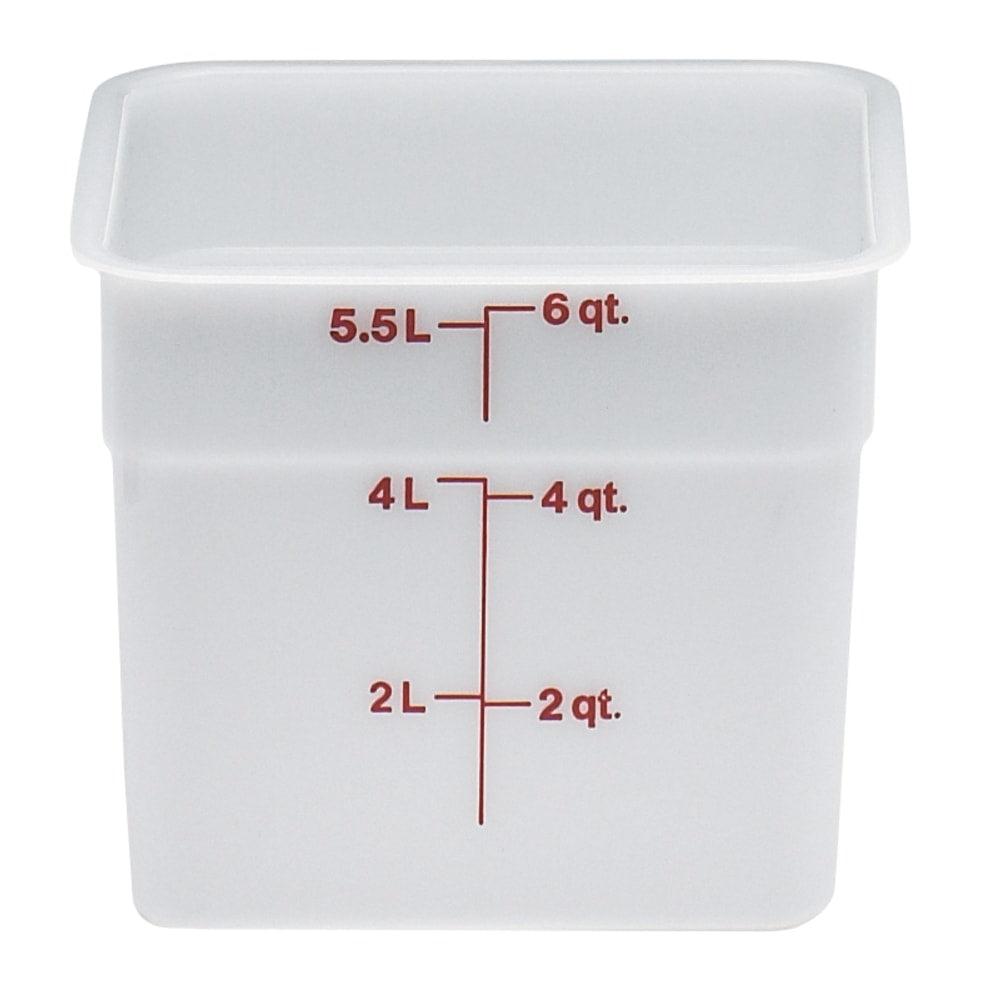 Cambro Poly CamSquare Food Storage Containers, 6 Qt, White, Pack Of 6 Containers